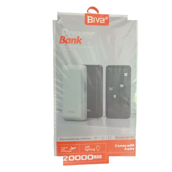 پاوربانک بیوا مدل BP-05 ظرفیت 20000 میلی آمپر ساعت پاوربانک بیوا مدل BP-05 ظرفیت 20000 میلی آمپر ساعت