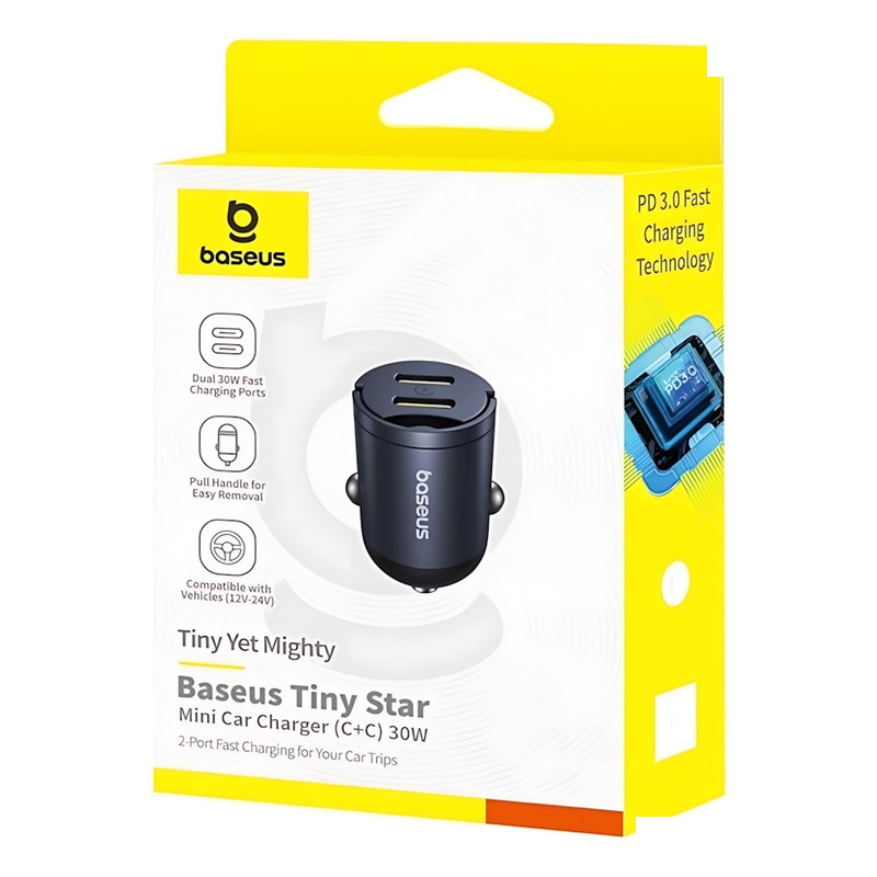 شارژر فندکی 30 وات بیسوس مدل B-TinSTC به همراه کابل USB-C شارژر فندکی 30 وات بیسوس مدل B-TinSTC به همراه کابل USB-C