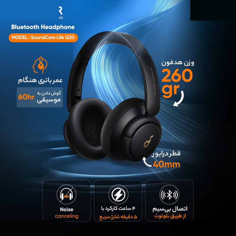 هندزفری بلوتوثی انکر مدل SoundCore Life Q30 هندزفری بلوتوثی انکر مدل SoundCore Life Q30