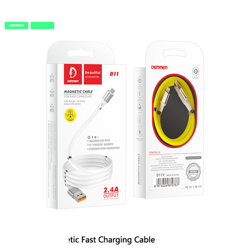 کابل تبدیل USB به لایتنینگ مغناطیسی دنمن مدل D11L طول 1 متر کابل تبدیل USB به لایتنینگ مغناطیسی دنمن مدل D11L طول 1 متر