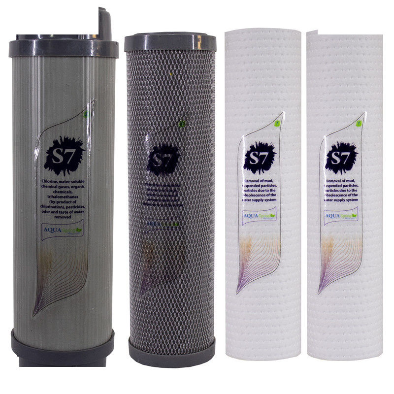 دستگاه تصفیه کننده آب آکوآ اسپرینگ مدل RO-S7-KZ 7100 به همراه فیلتر مجموعه 4 عددی و کیت نشتی گیر دستگاه تصفیه کننده آب آکوآ اسپرینگ مدل RO-S7-KZ 7100 به همراه فیلتر مجموعه 4 عددی و کیت نشتی گیر