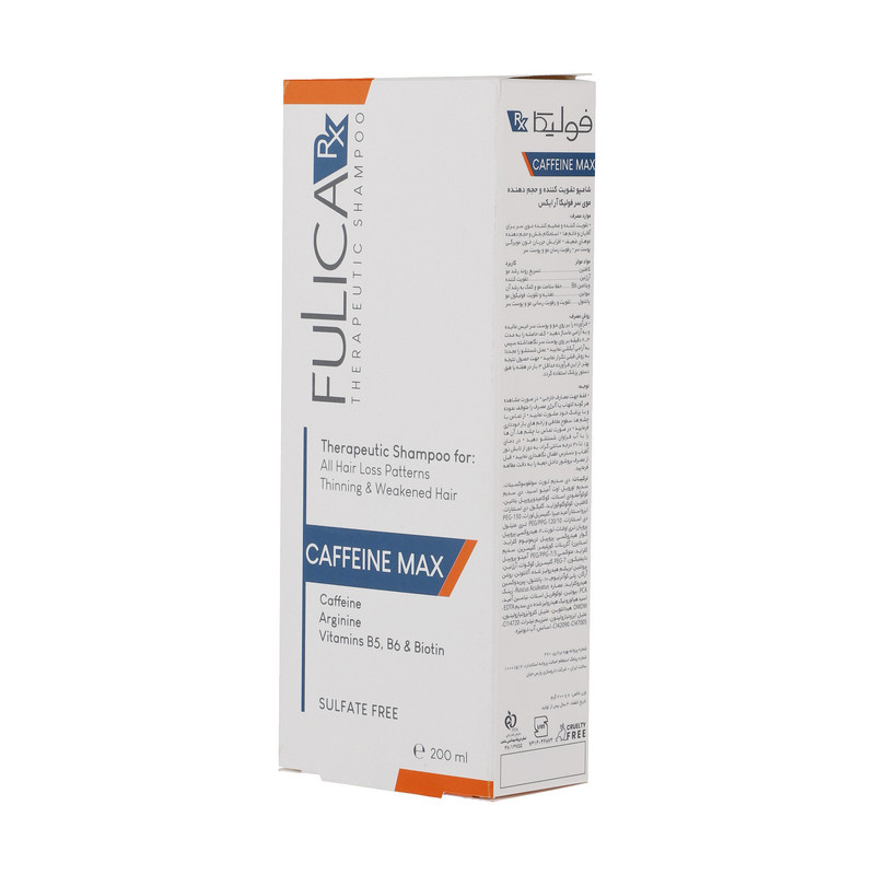 شامپو تقویت کننده مو بدون سولفات فولیکا مدل CAFFEINE MAX مناسب موهای نازک و شکننده حجم 200 میلی لیتر شامپو تقویت کننده مو بدون سولفات فولیکا مدل CAFFEINE MAX مناسب موهای نازک و شکننده حجم 200 میلی لیتر