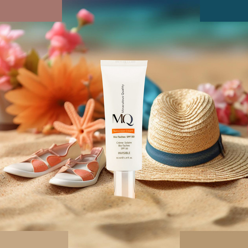 کرم ضدآفتاب بیرنگ ام کیو SPF50 مدل BIO TACHES مناسب انواع پوست حجم 55 میلیلیتر کرم ضدآفتاب بیرنگ ام کیو SPF50 مدل BIO TACHES مناسب انواع پوست حجم 55 میلیلیتر