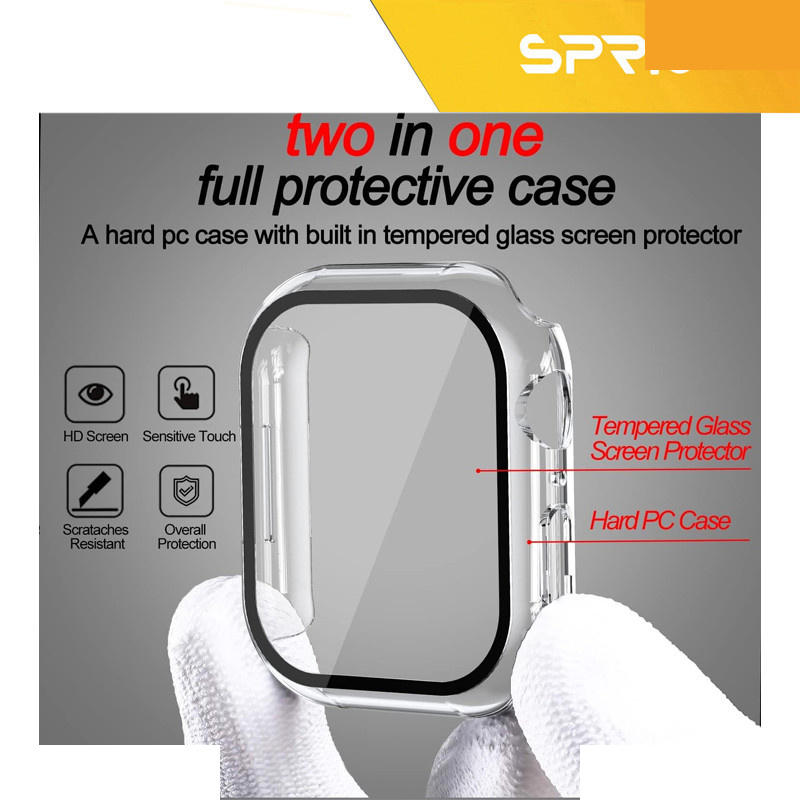 کاور اسپریگ مدل Guard Glass مناسب برای اپل واچ سری SE2021/7/8/9 سایز 45 میلی متری به همراه محافظ صفحه نمایش کاور اسپریگ مدل Guard Glass مناسب برای اپل واچ سری SE2021/7/8/9 سایز 45 میلی متری به همراه محافظ صفحه نمایش