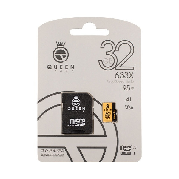 کارت حافظه MicroSD HC کویین تک (Queen Tech) مدل A1-V30-633X ظرفیت 32 گیگابایت به همراه آداپتور SD کارت حافظه MicroSD HC کویین تک (Queen Tech) مدل A1-V30-633X ظرفیت 32 گیگابایت به همراه آداپتور SD