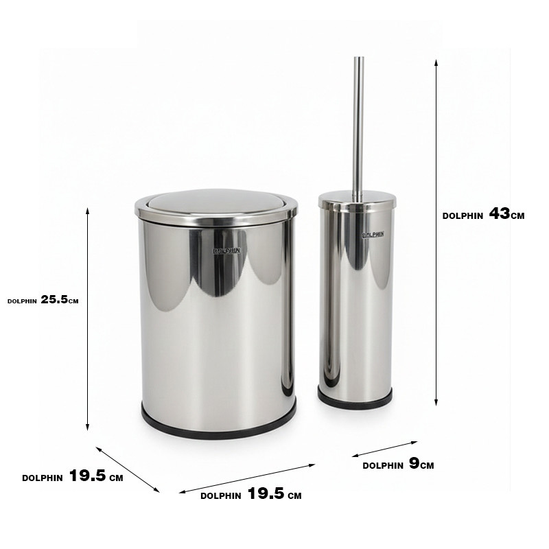 ست سطل زباله و فرچه دلفین مدل DRT-01 ست سطل زباله و فرچه دلفین مدل DRT-01