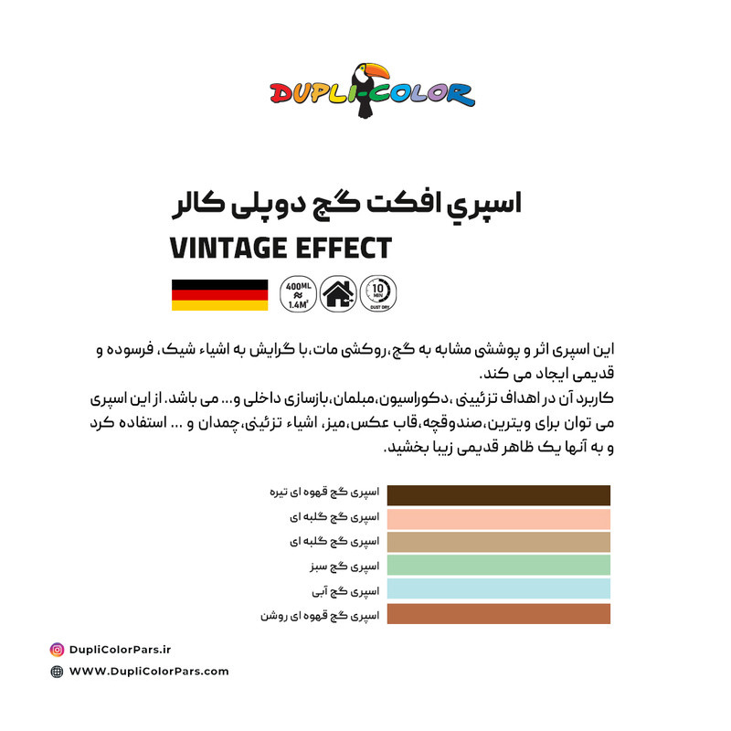 اسپری رنگ گچ آبی روشن دوپلی کالر مدل VINTAGE حجم 400 میلی لیتر