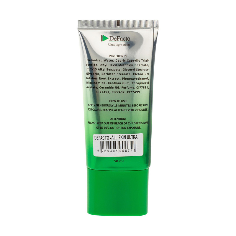 کرم ضد آفتاب رنگی صورت دیفکتو SPF 50 مدل ULBمناسب برای انواع پوست حجم 50 میلیلیتر کرم ضد آفتاب رنگی صورت دیفکتو SPF 50 مدل ULBمناسب برای انواع پوست حجم 50 میلیلیتر