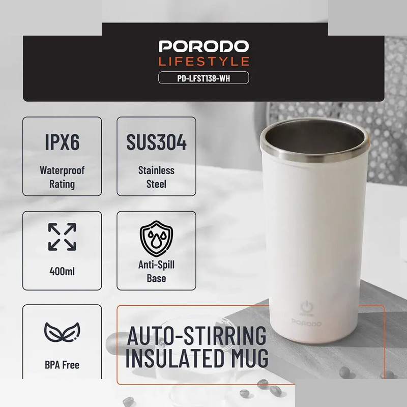 تراول ماگ پرودو مدل PD-LFST138-WH گنجایش 0.4 لیتر تراول ماگ پرودو مدل PD-LFST138-WH گنجایش 0.4 لیتر