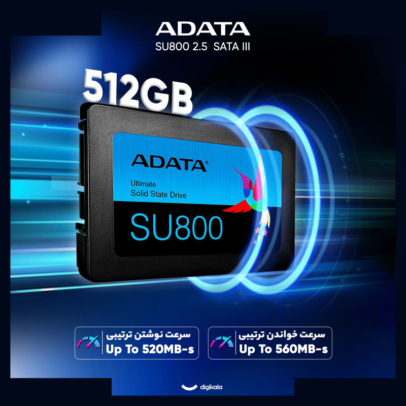 اس اس دی اینترنال SATA III ای دیتا مدل SU800 ظرفیت 512 گیگابایت اس اس دی اینترنال SATA III ای دیتا مدل SU800 ظرفیت 512 گیگابایت