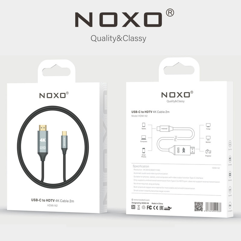 کابل تبدیل USB‑C به HDMI نوکسو مدل HDMI‑N2 طول 2 متر کابل تبدیل USB‑C به HDMI نوکسو مدل HDMI‑N2 طول 2 متر