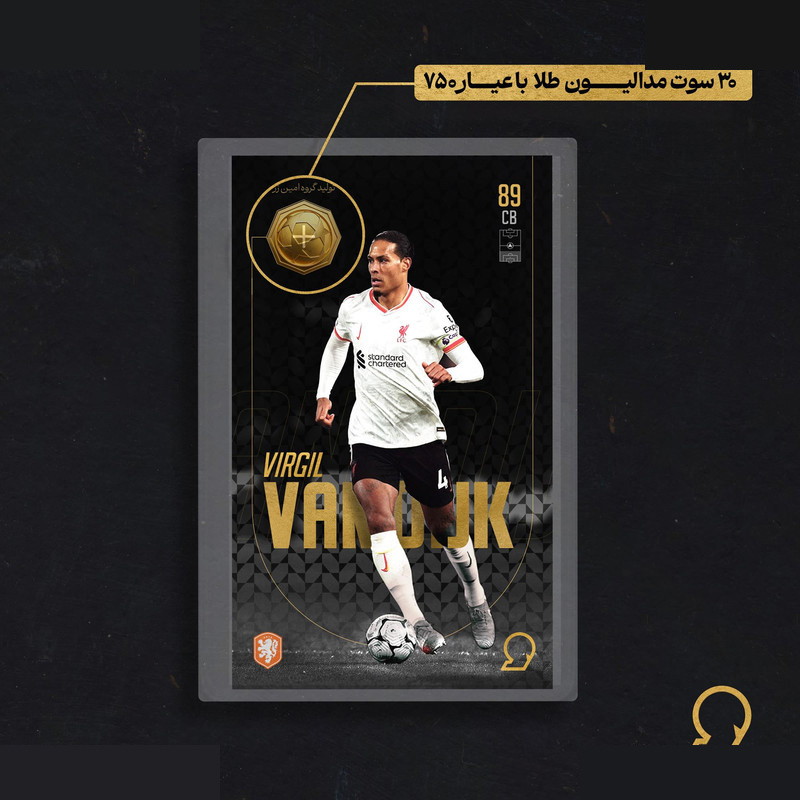 طلا گرمی 18 عیار سوت مدل Virgil van dijk طرح کارت فوتبالی 2025 کد SO10119 طلا گرمی 18 عیار سوت مدل Virgil van dijk طرح کارت فوتبالی 2025 کد SO10119