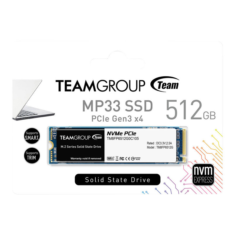 اس اس دی اینترنال تیم گروپ مدل M.2 MP33 ظرفیت 512 گیگابایت اس اس دی اینترنال تیم گروپ مدل M.2 MP33 ظرفیت 512 گیگابایت
