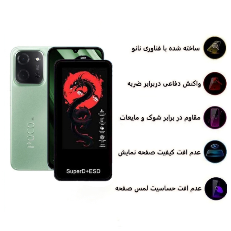 محافظ صفحه نمایش شیشه ای گوشی موبایل زیفرند مدل Red Dragon مناسب شیائومی Poco C85 5G محافظ صفحه نمایش شیشه ای گوشی موبایل زیفرند مدل Red Dragon مناسب شیائومی Poco C85 5G