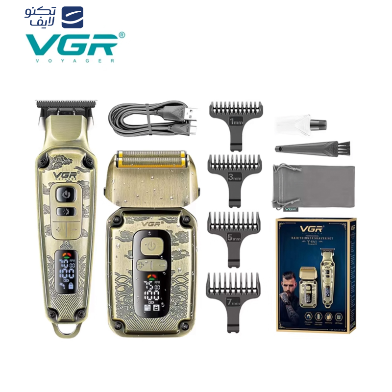  ماشین اصلاح موی سر و صورت وی جی ار مدل V-641 مجموعه 2 عددی