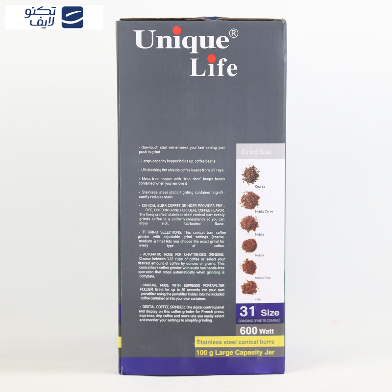 آسیاب قهوه یونیک لایف مدل UL-CG019B آسیاب قهوه یونیک لایف مدل UL-CG019B