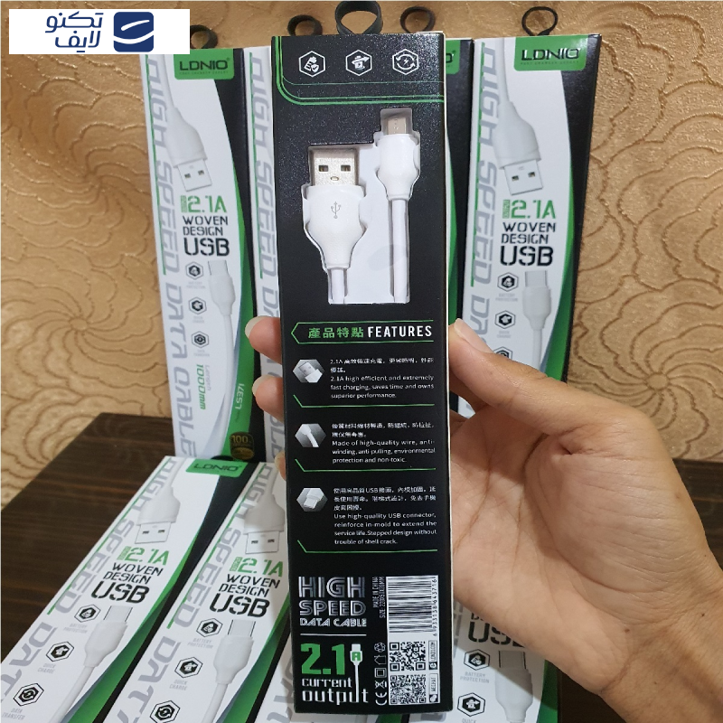 کابل تبدیل USB به microUSB الدینیو مدل LS371 طول 1 متر