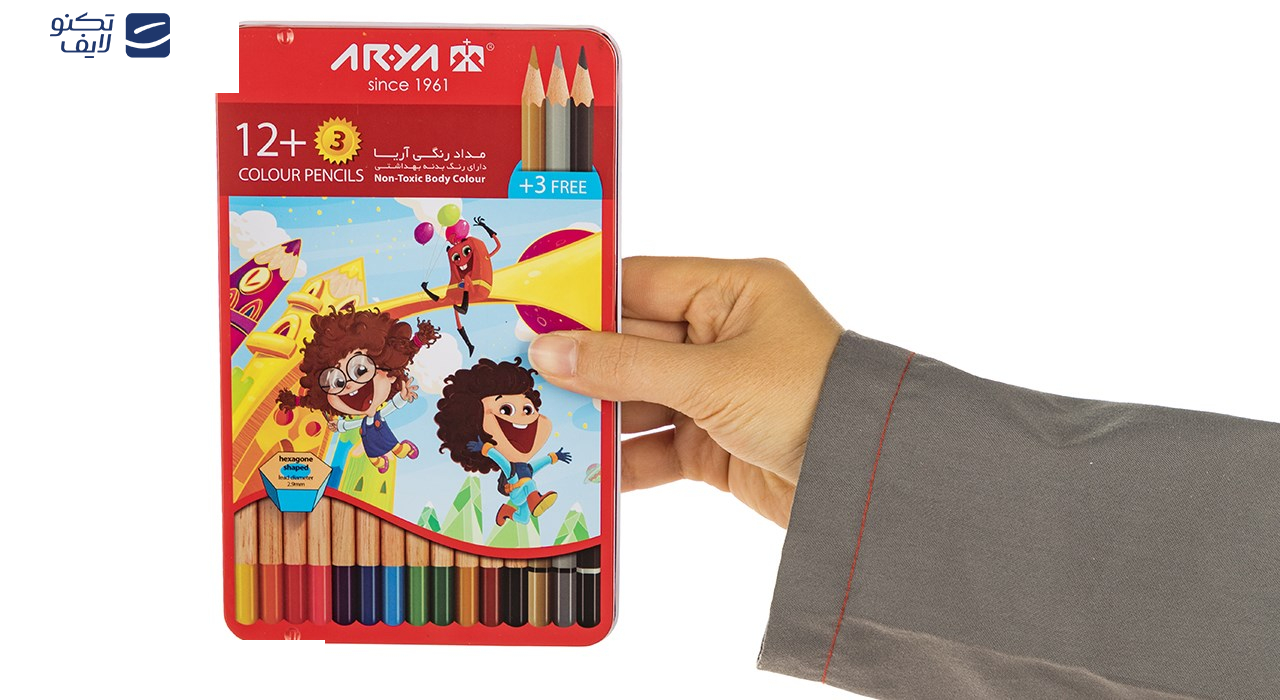 مداد رنگی 12 +3 رنگ آریا مدل 3021 مداد رنگی 12 +3 رنگ آریا مدل 3021