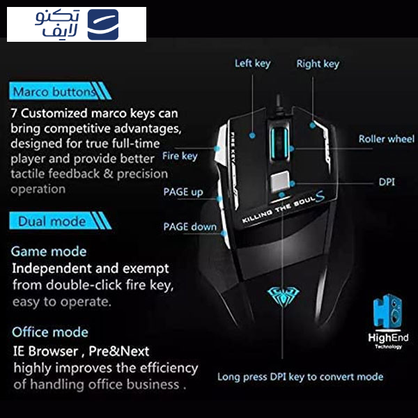 ماوس بی سیم مخصوص بازی آئولا مدل S12 ماوس بی سیم مخصوص بازی آئولا مدل S12