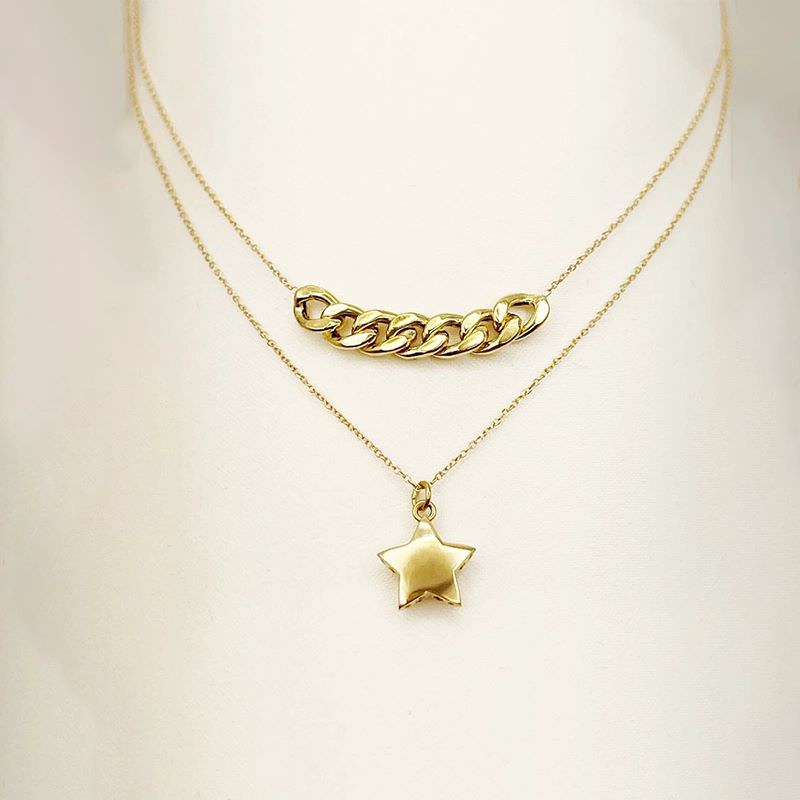 گردنبند طلا 18عیار طرح کارتیه تیفانی ستاره