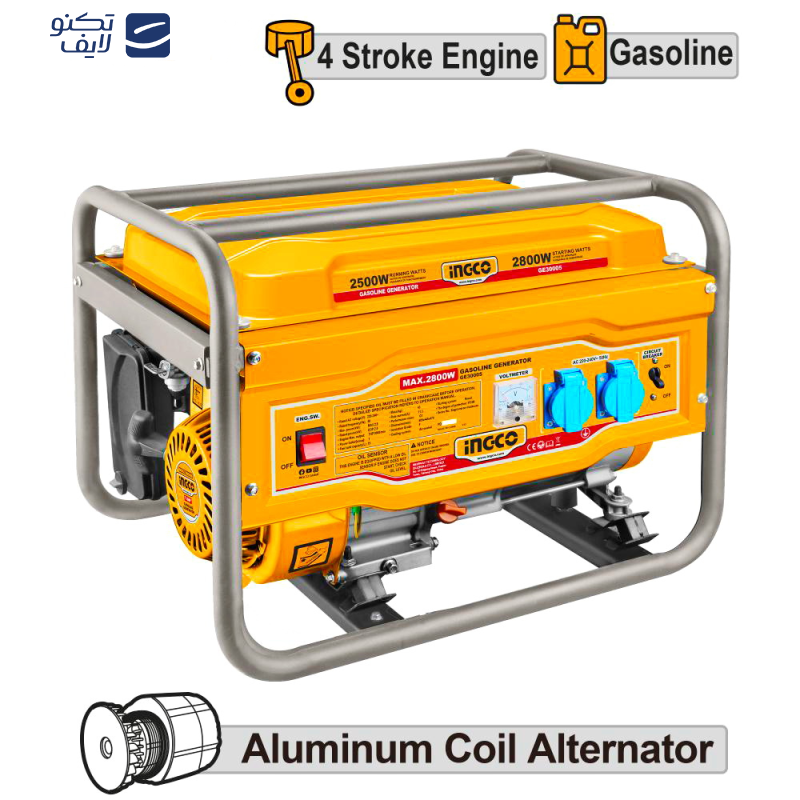 موتور برق بنزینی اینکو مدل GE30005-2800W ظرفیت 2.8 کیلووات موتور برق بنزینی اینکو مدل GE30005-2800W ظرفیت 2.8 کیلووات