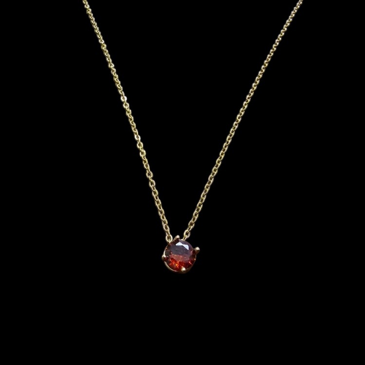 گردنبند طلا 18 عیار زنانه شمیم گلد گالری طرح مینیمال یاقوت قرمز