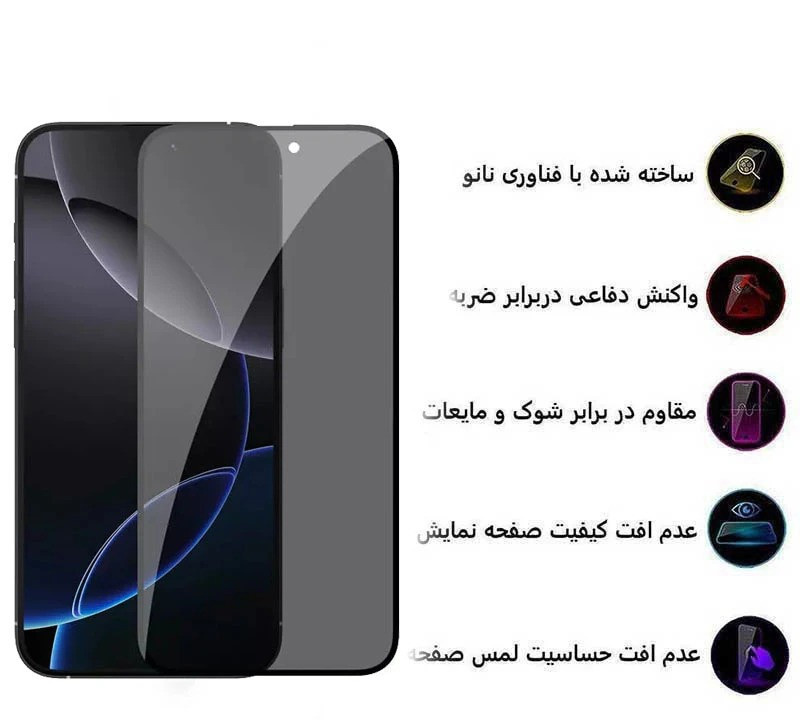 محافظ صفحه نمایش حریم شخصی کی زد دوو مدل Privacy Glass مناسب برای گوشی موبایل اپل iPhone 17 Pro Max