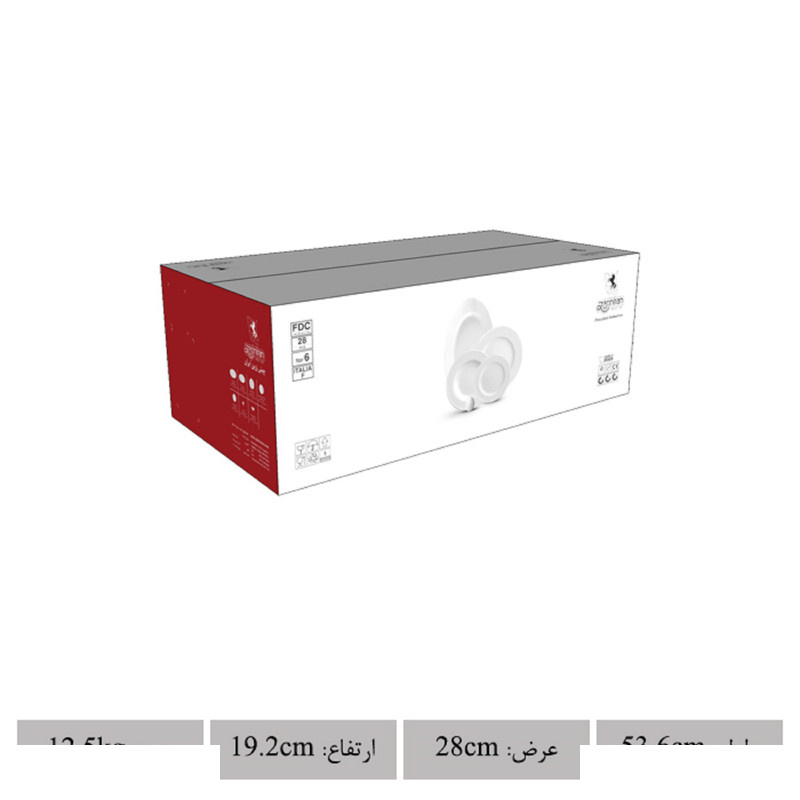 سرویس غذاخوری 28 پارچه 6 نفر چینی زرین ایران مدل ایتالیا اف ماهور درجه عالی سرویس غذاخوری 28 پارچه 6 نفر چینی زرین ایران مدل ایتالیا اف ماهور درجه عالی