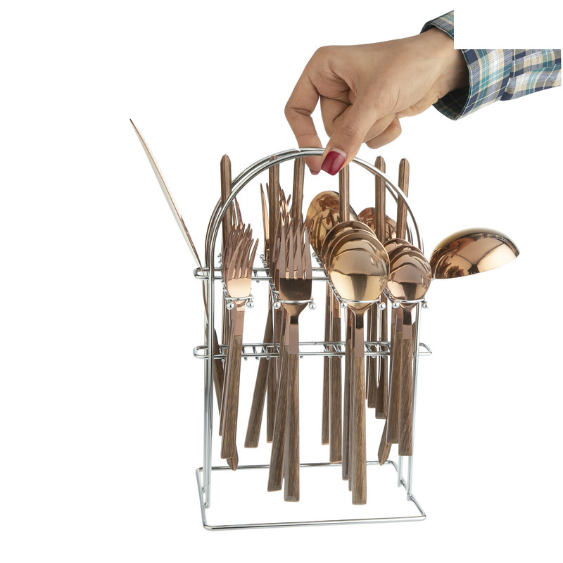 سرویس قاشق و چنگال 33 پارچه جی فی نی مدل  WOOD-R