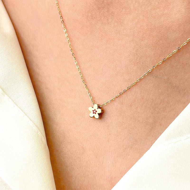 گردنبند طلا 18 عیار زنانه دیانا مدل گل دو رنگ