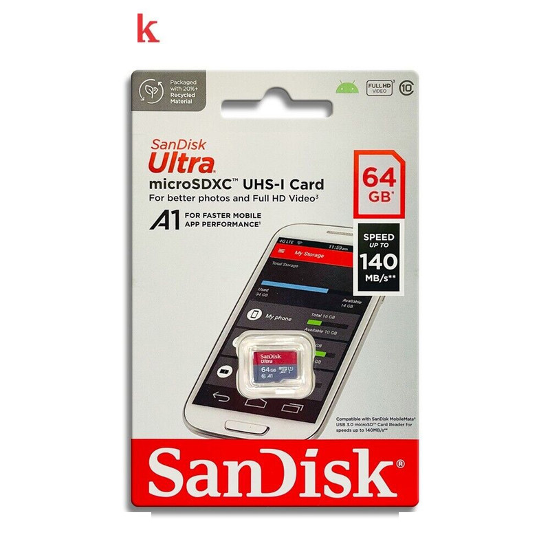 کارت حافظه microSDXC مدل Ultra کلاس 10 استاندارد UHS-I A1 سرعت 140MBps ظرفیت 64گیگابایت