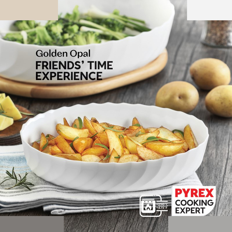 ظرف پخت گلدن اوپال مدل کنگره بیضی مجموعه 3 عددی