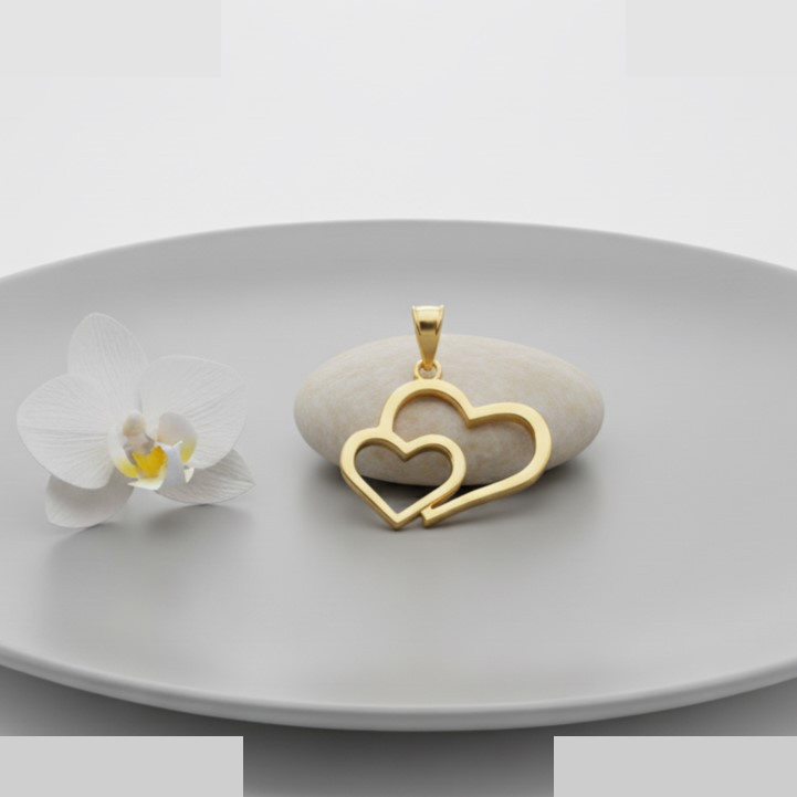 آویز گردنبند طلا 18 عیار زنانه گالری قو طلایی طرح دو قلب آویز گردنبند طلا 18 عیار زنانه گالری قو طلایی طرح دو قلب