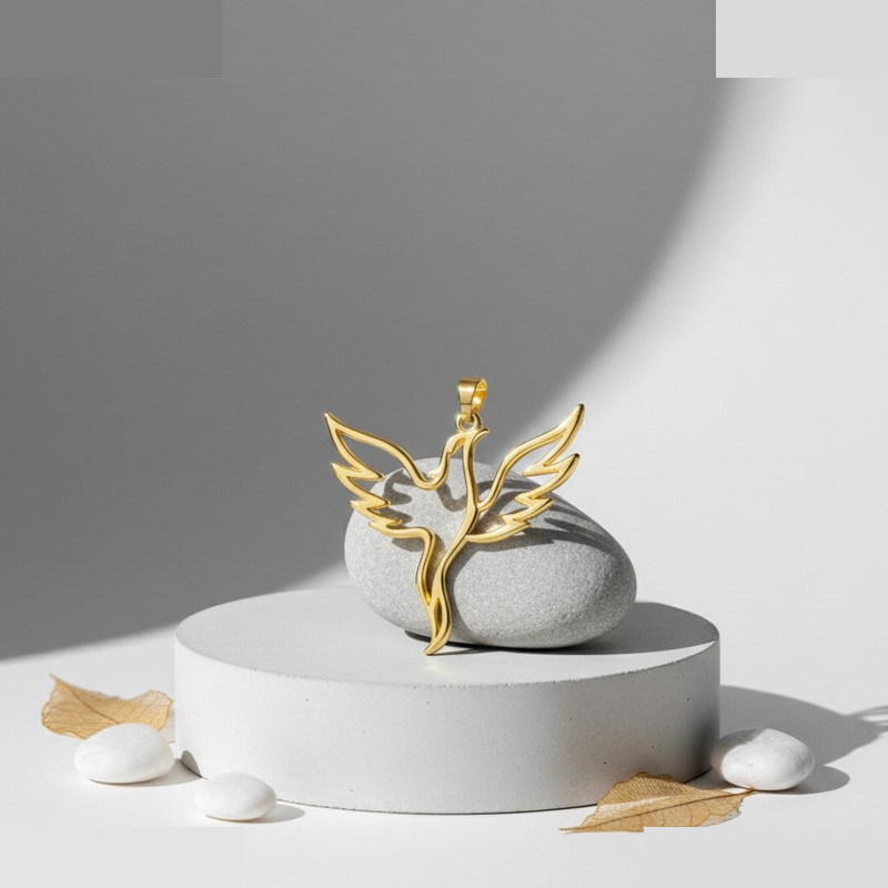 آویز گردنبند طلا 18 عیار زنانه گالری قو طلایی طرح ققنوس