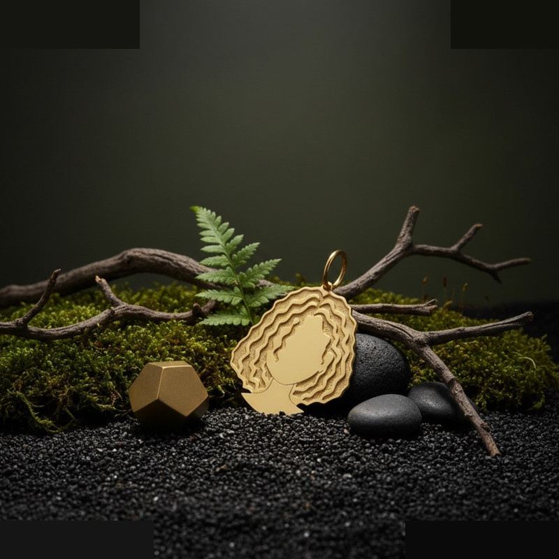 آویز گردنبند طلا 18 عیار زنانه گالری قو طلایی طرح دختر با موهای فر