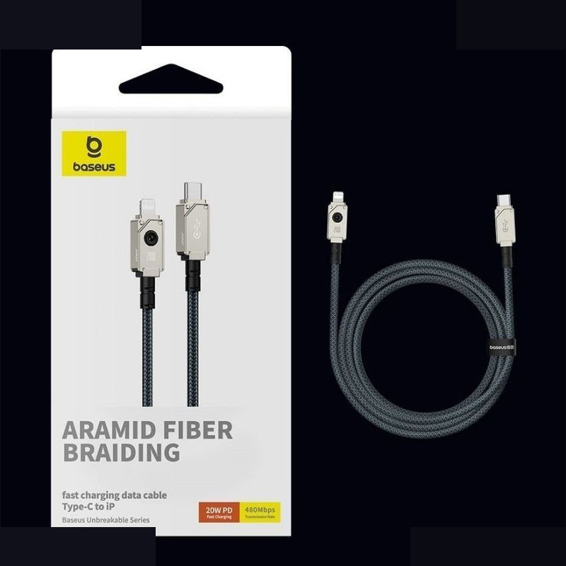 کابل تبدیل USB-C به لایتنینگ بیسوس مدل Aramid Fiber Braiding 20W طول 1 متر