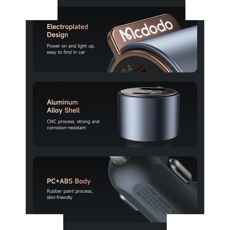 شارژر فندکی 75وات دو پورت مک دودو مدل CC-3690