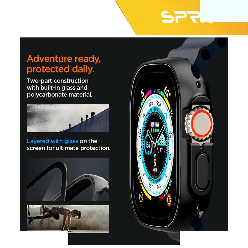کاور اسپریگ مدل SPG-360 مناسب برای اپل واچ Ultra 49mm میلیمتری به همراه محافظ صفحه نمایش کاور اسپریگ مدل SPG-360 مناسب برای اپل واچ Ultra 49mm میلیمتری به همراه محافظ صفحه نمایش