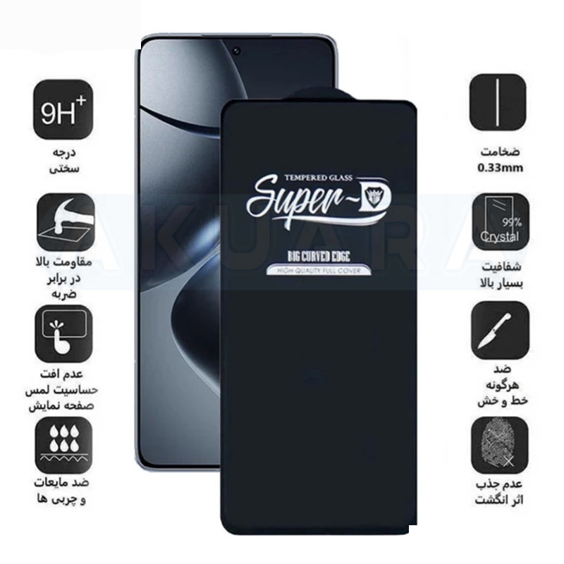 محافظ صفحه نمایش آکوآرا مدل SuperD مناسب برای گوشی موبایل سامسونگ Galaxy S24 Ultra 5G محافظ صفحه نمایش آکوآرا مدل SuperD مناسب برای گوشی موبایل سامسونگ Galaxy S24 Ultra 5G