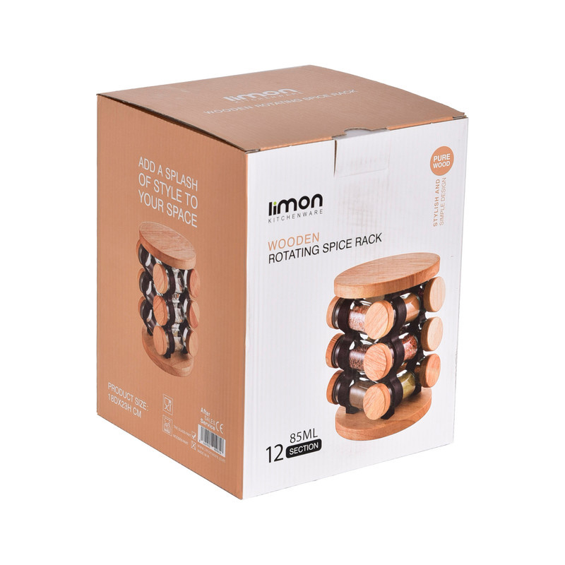 ست جا ادویه 12پارچه لیمون مدل چوبی کد 2304