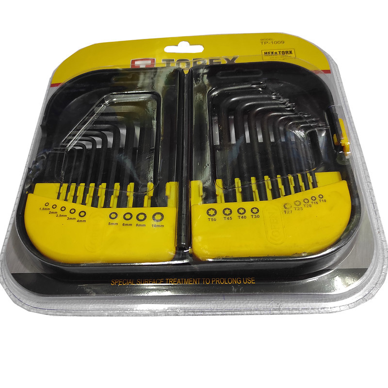 آچار آلن و ستاره ای تاپکس مدل فشار قوی کد SMT-TP100918PCS مجموعه 18 عددی