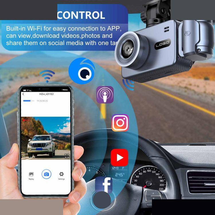 دوربین ثبت وقایع خودرو بلک باکس مدل CDR509-4K+WiFi به همراه دوربین عقب