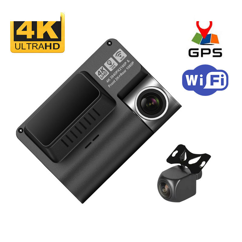 دوربین ثبت وقایع خودرو اتوویژن مدل HIS-4K-WiFi+GPS به همراه دوربین عقب و GPS