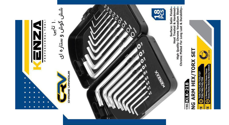 مجموعه 18 عددی آچار آلن و ستاره ای بلند کنزاکس مدل KLK-218 مجموعه 18 عددی آچار آلن و ستاره ای بلند کنزاکس مدل KLK-218