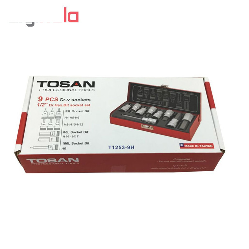 مجموعه 9 عددی سری آچار بکس توسن مدل T1253-9H