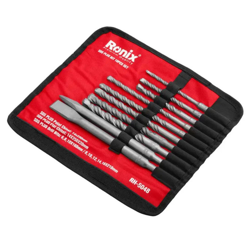 ست مته و قلم چهار شیار رونیکس مدل RH-5048 سایز 8 تا 16 میلیمتر مجموعه 10 عددی ست مته و قلم چهار شیار رونیکس مدل RH-5048 سایز 8 تا 16 میلیمتر مجموعه 10 عددی