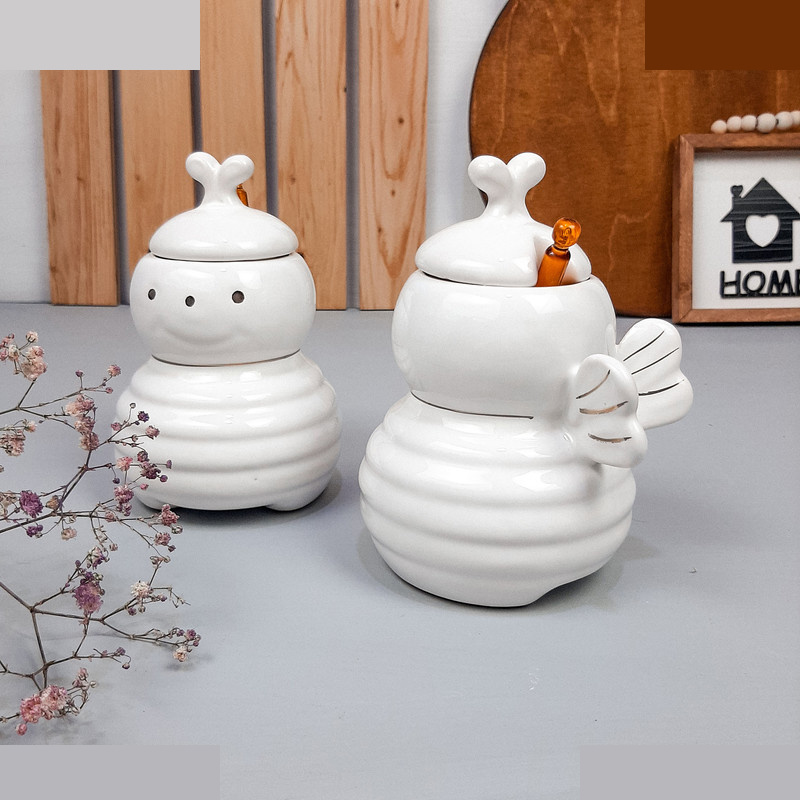 ظرف مربا و عسل باریز مدل زنبور به همراه قاشق