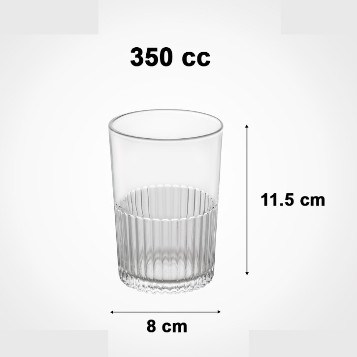 لیوان لیمون مدل شیاردار شیشه ای مجموعه 6 عددی