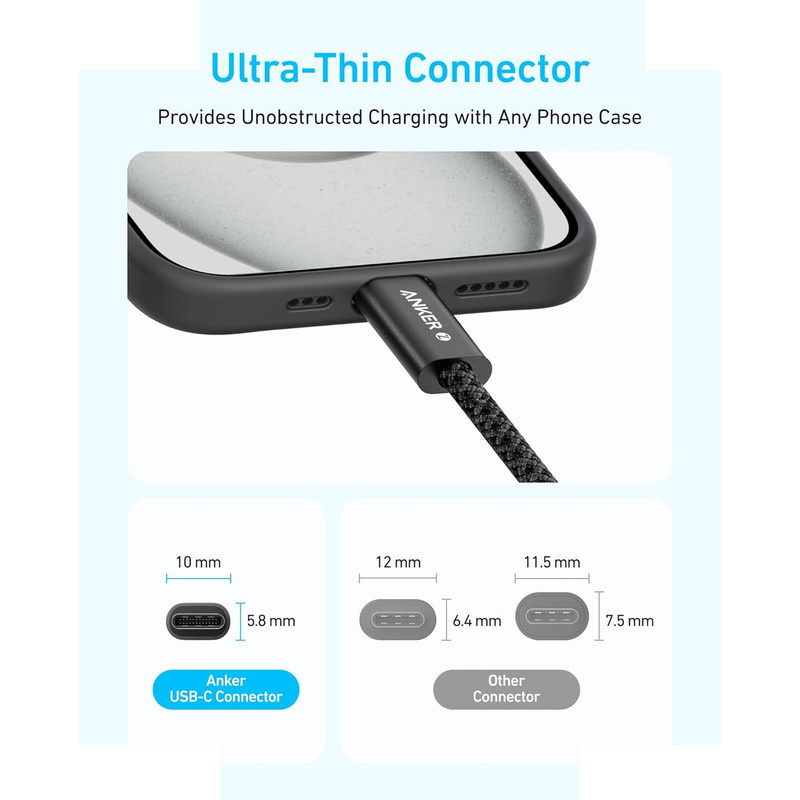 کابل تبدیل USB-C به USB-C انکر مدل Zolo A8060 طول 0.9 متر با توان 240 وات کابل تبدیل USB-C به USB-C انکر مدل Zolo A8060 طول 0.9 متر با توان 240 وات