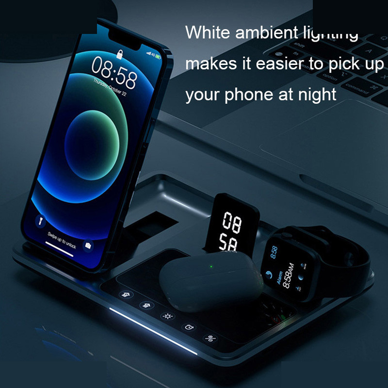 شارژر رومیزی گرین لاین مدل Wireless-Ch station 4 in 1 شارژر رومیزی گرین لاین مدل Wireless-Ch station 4 in 1